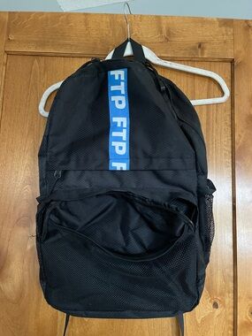 FTP Black Backpack with Blue Center Logo Stripe
